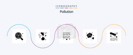 Téléchargez les illustrations : Pollution Glyphe 5 Icône Pack Y compris la pollution. du dioxyde de carbone. fumée. dioxyde de carbone. co - en licence libre de droit