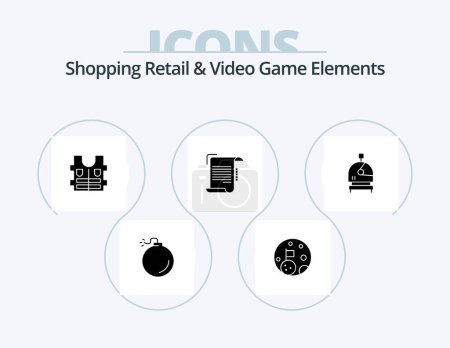 Illustration for Shoping Retail And Video Game Elements Glyph Icon Pack 5 Icon Design. space. astronaut. life. guidelines. note - Royalty Free Image