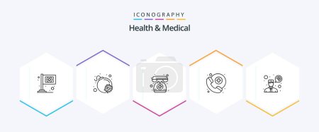 Illustration for Health And Medical 25 Line icon pack including . communication. telephone. consultation. service - Royalty Free Image