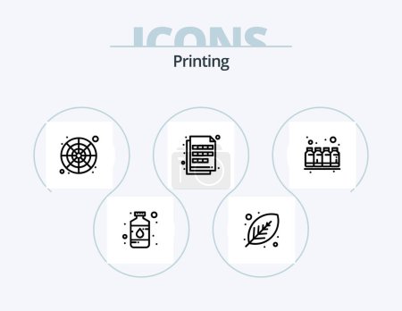 Illustration for Printing Line Icon Pack 5 Icon Design. screen page. paper. print. doc. printing - Royalty Free Image