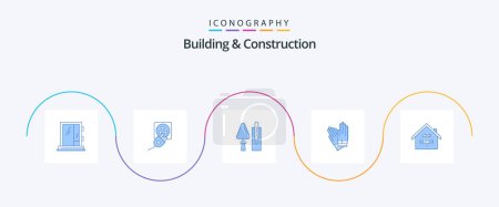Illustration for Building And Construction Blue 5 Icon Pack Including construction. gloves. cord. tool. construction - Royalty Free Image