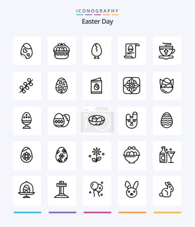Téléchargez les illustrations : Creative Easter 25 OutLine icon pack  Such As tea. aester. nature. data. happy - en licence libre de droit