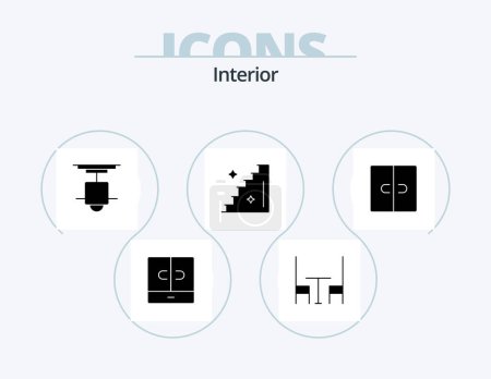Ilustración de Interior Glyph Icon Pack 5 Icon Design. . . closet. table. dining - Imagen libre de derechos