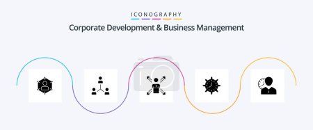 Téléchargez les illustrations : Corporate Development And Business Management Glyph 5 Icon Pack Including employee. career. company. arrows. people - en licence libre de droit