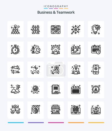 Téléchargez les illustrations : Creative Business And Teamwork 25 OutLine icon pack  Such As stopwatch. business. target. project. idea - en licence libre de droit