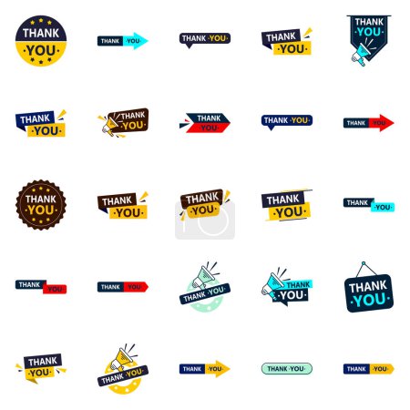 Illustration for Thank You 25 High quality Vector Elements for Conveying Thanks - Royalty Free Image