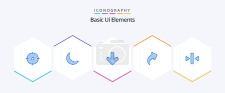 Téléchargez les illustrations : Basic Ui Elements 25 Blue icon pack including pause. right. arrow. direction. arrow - en licence libre de droit