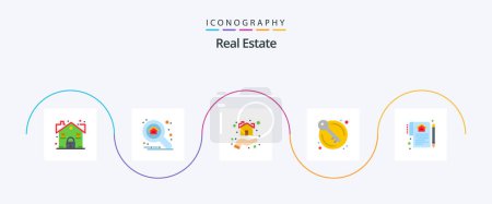 Illustration for Real Estate Flat 5 Icon Pack Including document. keys. giving. house. shelter - Royalty Free Image