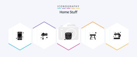 Illustration for Home Stuff 25 Glyph icon pack including machine. stool. weight machine. household. chair - Royalty Free Image