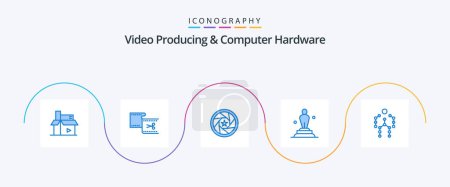Illustration for Video Producing And Computer Hardware Blue 5 Icon Pack Including oscar. academy. editing. photo. logo - Royalty Free Image