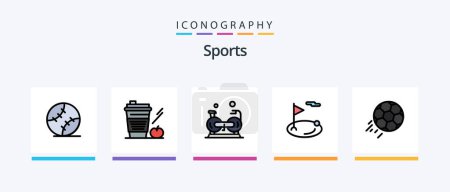 Ilustración de Sports Line Filled 5 Icon Pack Incluyendo camisas. fútbol. Patada. Cinco. juego. Diseño de iconos creativos - Imagen libre de derechos