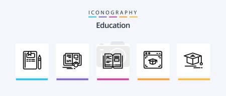 Illustration for Education Line 5 Icon Pack Including . education. video. Creative Icons Design - Royalty Free Image
