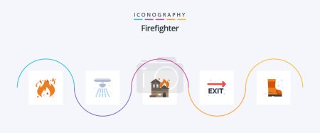 Illustration for Firefighter Flat 5 Icon Pack Including safety. boots. burning. navigation. fire exit - Royalty Free Image