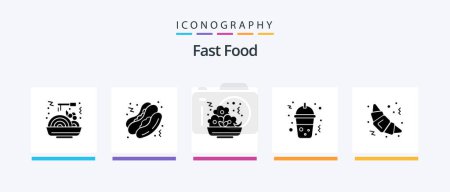 Téléchargez les illustrations : Fast Food Glyph 5 Icon Pack Including . food. meal. fast food. food. Creative Icons Design - en licence libre de droit