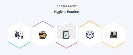 Illustration for Hygiene Routine 25 FilledLine icon pack including cosmetic. beauty. door. cleaning. time - Royalty Free Image