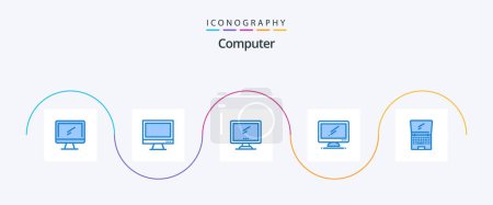 Illustration for Computer Blue 5 Icon Pack Including . laptop. - Royalty Free Image