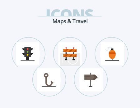 Illustration for Maps and Travel Flat Icon Pack 5 Icon Design. . transport. . fish - Royalty Free Image