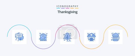 Téléchargez les illustrations : Thanksgiving Blue 5 Icon Pack Including chocolate. squash. thanksgiving. pumpkin. tree - en licence libre de droit