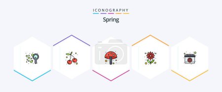 Illustration for Spring 25 FilledLine icon pack including spring. calendar. food. sun flower. seed - Royalty Free Image