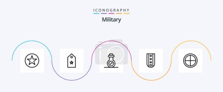 Illustration for Military Line 5 Icon Pack Including striped. military. star. insignia. tube - Royalty Free Image