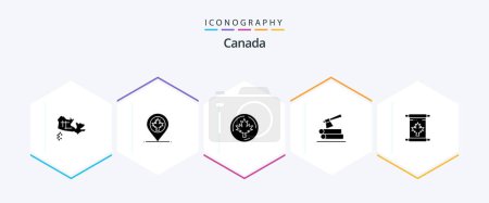 Ilustración de Canadá 25 Paquete de iconos de glifos incluyendo Canadá. Nota. Canadá. Madera. log - Imagen libre de derechos