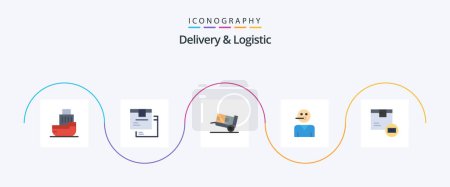 Téléchargez les illustrations : Delivery And Logistic Flat 5 Icon Pack Including service. avatar. logistic. logistic - en licence libre de droit