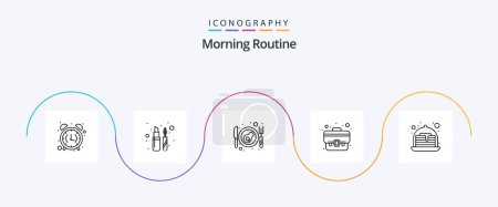 Illustration for Morning Routine Line 5 Icon Pack Including strawberry. bag. mascara. suitcase. business - Royalty Free Image