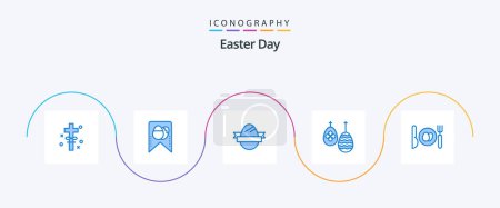 Ilustración de Paquete de iconos de Easter Blue 5 incluyendo pascua. Cena. Huevo. comida. pascua - Imagen libre de derechos