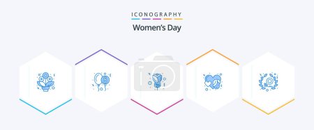 Illustration for Womens Day 25 Blue icon pack including . power. red. feminism. event - Royalty Free Image