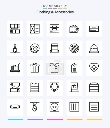 Ilustración de Ropa creativa y accesorios Paquete de iconos de 25 esquemas, como el sombrero. Joyas. accesorios. moda. accesorios - Imagen libre de derechos