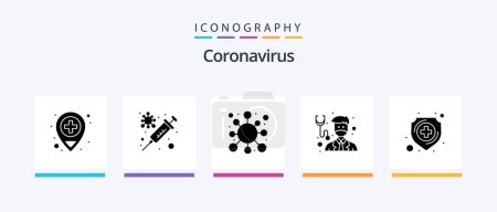 Téléchargez les photos : Coronavirus Glyph 5 Icon Pack Including protection. medical. disease. hospital. doctor. Creative Icons Design - en image libre de droit