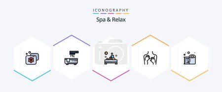 Ilustración de Spa And Relax 25 FilledLine icon pack including cleaning paper. spa. massage. sexy. beauty - Imagen libre de derechos