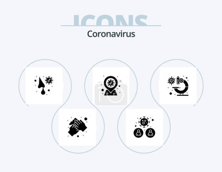 Illustration for Coronavirus Glyph Icon Pack 5 Icon Design. bacteria. covid infection place. user. coronavirus. runny - Royalty Free Image