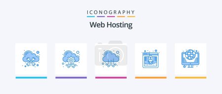 Ilustración de Web Hosting Blue 5 Icon Pack Including hosting. web hosting. cloud. fast. access. Creative Icons Design - Imagen libre de derechos