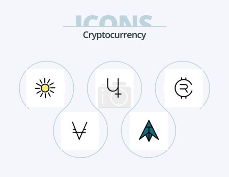 Téléchargez les illustrations : Cryptocurrency Line Filled Icon Pack 5 Icon Design. coin . crypto . crypto currency. coin - en licence libre de droit