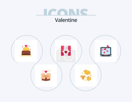 Illustration for Valentine Flat Icon Pack 5 Icon Design. love. love. diamond. day. valentine - Royalty Free Image