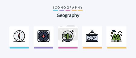 Ilustración de Geo Graphy Line Filled 5 Icon Pack Including direction. gps. pin. nature. plant. Creative Icons Design - Imagen libre de derechos