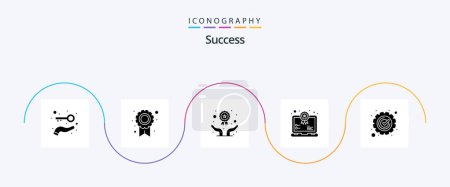 Illustration for Sucess Glyph 5 Icon Pack Including success. reward. hands and gestures. medal. bonus - Royalty Free Image