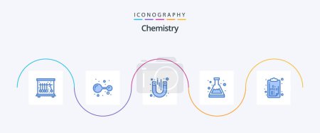 Ilustración de Chemistry Blue 5 Icon Pack Incluyendo la ciencia. química. imán. Estudia. vaso de precipitados - Imagen libre de derechos
