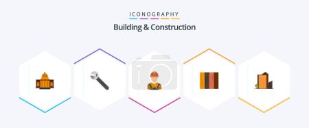 Illustration for Building And Construction 25 Flat icon pack including tile. engineer. option. avatar. worker - Royalty Free Image