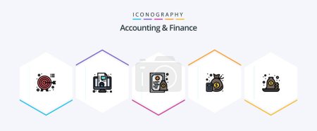 Illustration for Accounting And Finance 25 FilledLine icon pack including mortgage. money. certificate. management. accounting - Royalty Free Image
