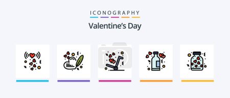 Illustration for Valentines Day Line Filled 5 Icon Pack Including romance. heart. life. romantic. love. Creative Icons Design - Royalty Free Image