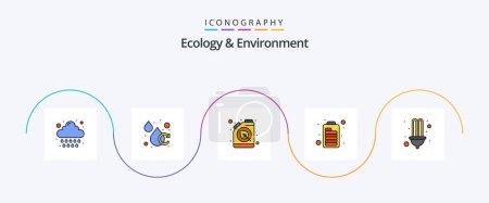 Illustration for Ecology And Environment Line Filled Flat 5 Icon Pack Including energy. optimization. conventional. engine. battery - Royalty Free Image