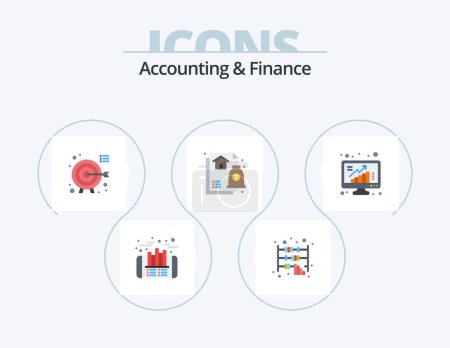 Ilustración de Accounting And Finance Flat Icon Pack 5 Icon Design. bars. mortgage. darts. housing. advice - Imagen libre de derechos