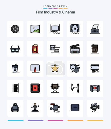 Illustration for Creative Cenima 25 Line FIlled icon pack  Such As eyewear. typewriter. audience. text. cinema script - Royalty Free Image