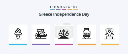 Téléchargez les illustrations : Grèce Independence Day Line 5 Icône Pack Y compris labyrinthe. cercle. Irlande. greece. emoji. Icônes créatives Design - en licence libre de droit