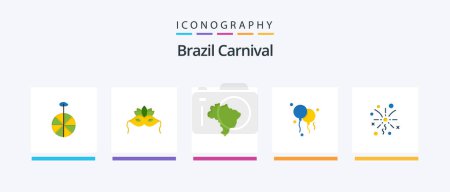 Illustration for Brazil Carnival Flat 5 Icon Pack Including country. brazil. costume. celebration. brazilian. Creative Icons Design - Royalty Free Image