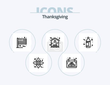 Téléchargez les illustrations : Thanksgiving Line Icon Pack 5 Icon Design. grain. wheat. chocolate. thanksgiving. grain - en licence libre de droit
