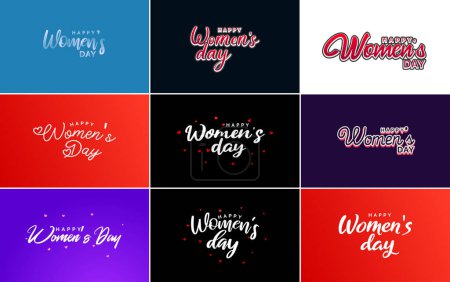 Illustration for Set of Happy International Woman's Day signs and emblems vector design elements. signs. labels. and badges collection - Royalty Free Image