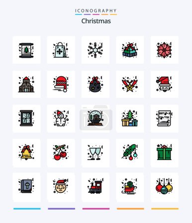 Ilustración de Paquete de iconos de Creative Christmas 25 Line FIlled, como paquete de regalo. Un regalo. De compras. regalo de Pascua. invierno - Imagen libre de derechos